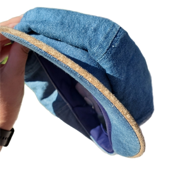 Vintage denim and suede newsboy hat - Picture 5 of 7